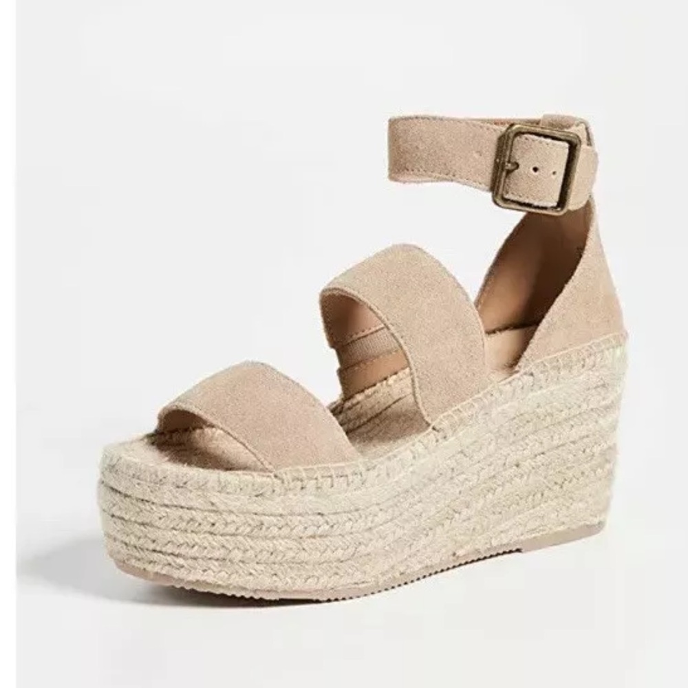 Soludos Palma Espadrille Suede Platform Sandal Ankle Strap Neutral SZ 8